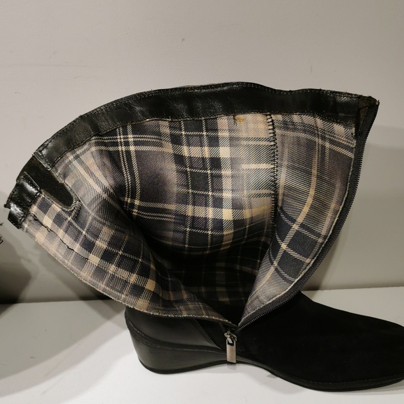 AQUATALIA  'Minnow' Black Suede Wedge Knee Boots: Size 8.5 M - Picture 11 of 15